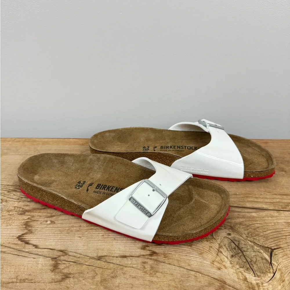 NEW Birkenstock Madrid sandals in white Birko-Flor material with a red sole - Picture 3 of 5